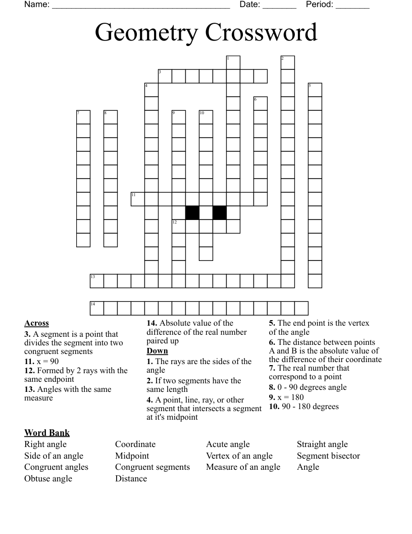 Geometry Crossword WordMint