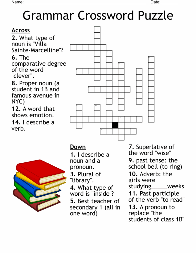 Grammar Crossword Puzzle WordMint