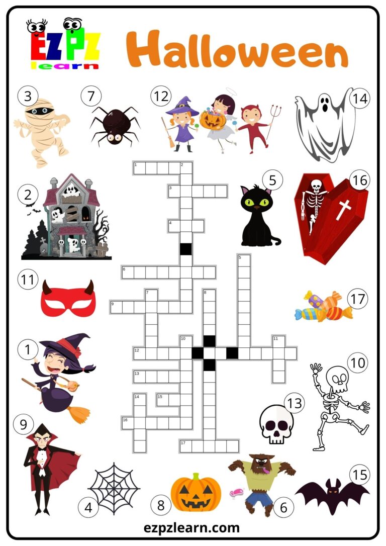 Halloween Crossword Ezpzlearn Worksheets Library