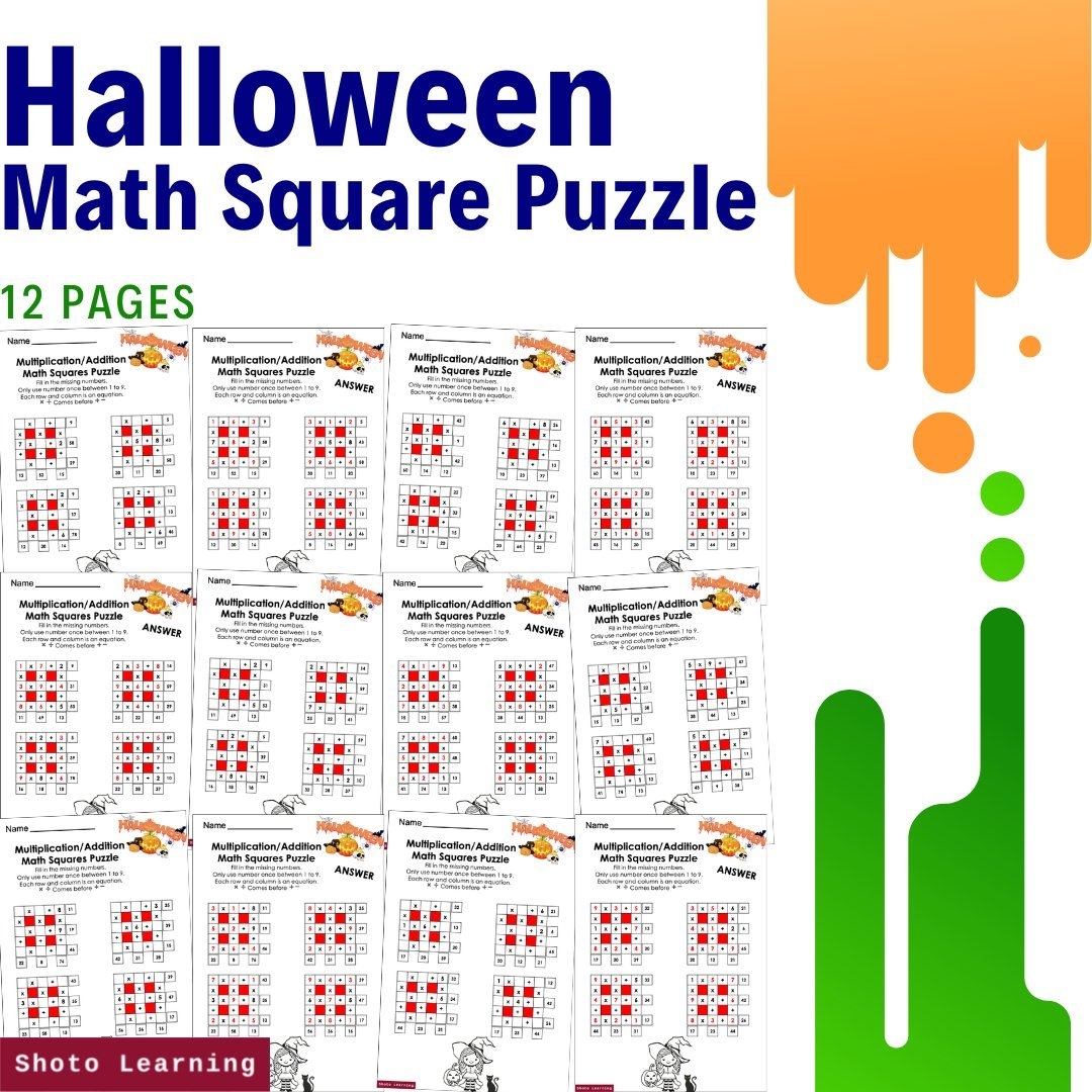 Halloween Math Puzzles Add Subtract Multiply U0026 Divide