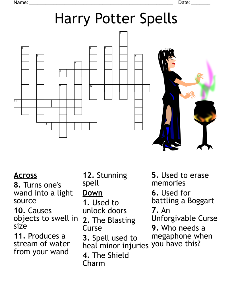 Harry Potter Crossword Puzzle Part 1 WordMint