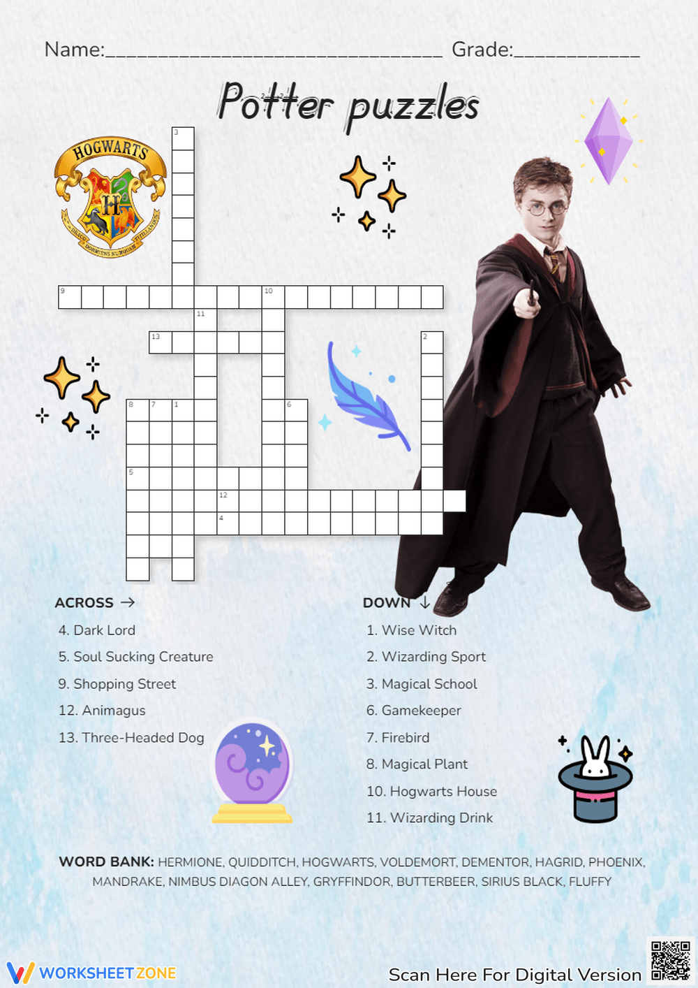 Harry Potter Crossword Worksheets 2025