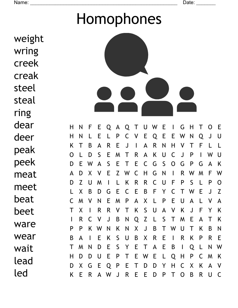 Homophone Crossword Puzzle Worksheets
