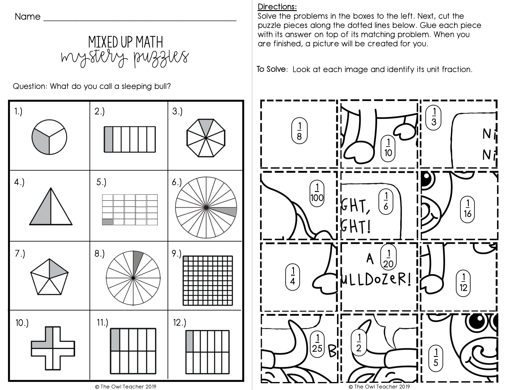 Identifying Fractions Mixed Up Mystery Math Puzzles Printable U0026 Digital The Owl Teacher