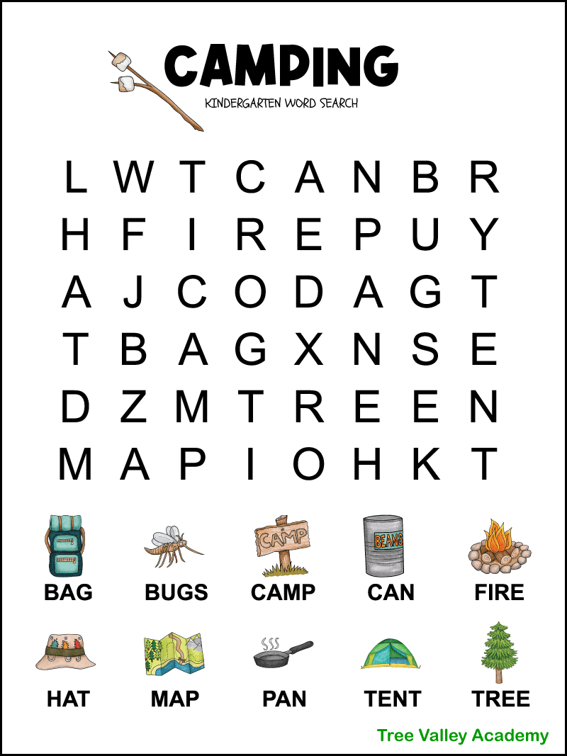 Kindergarten Word Puzzle Worksheets