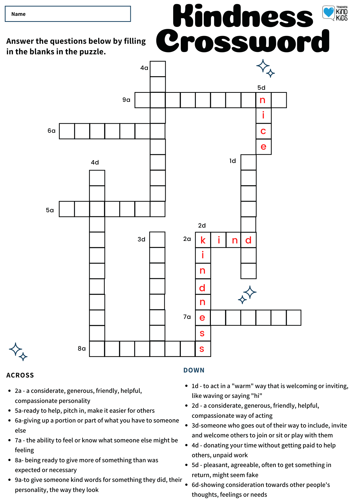 Crossword Puzzle Worksheets For Middle School