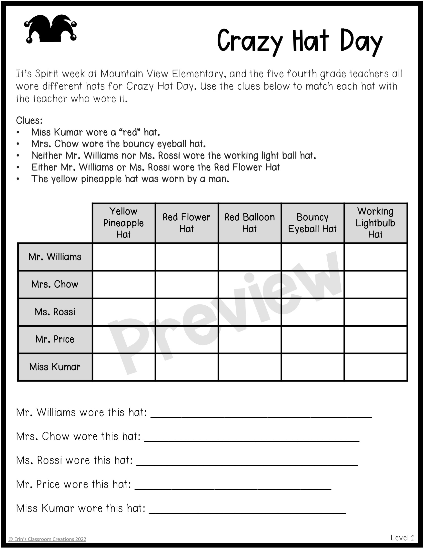 Level Logic Puzzles Fabulous Made By Teachers