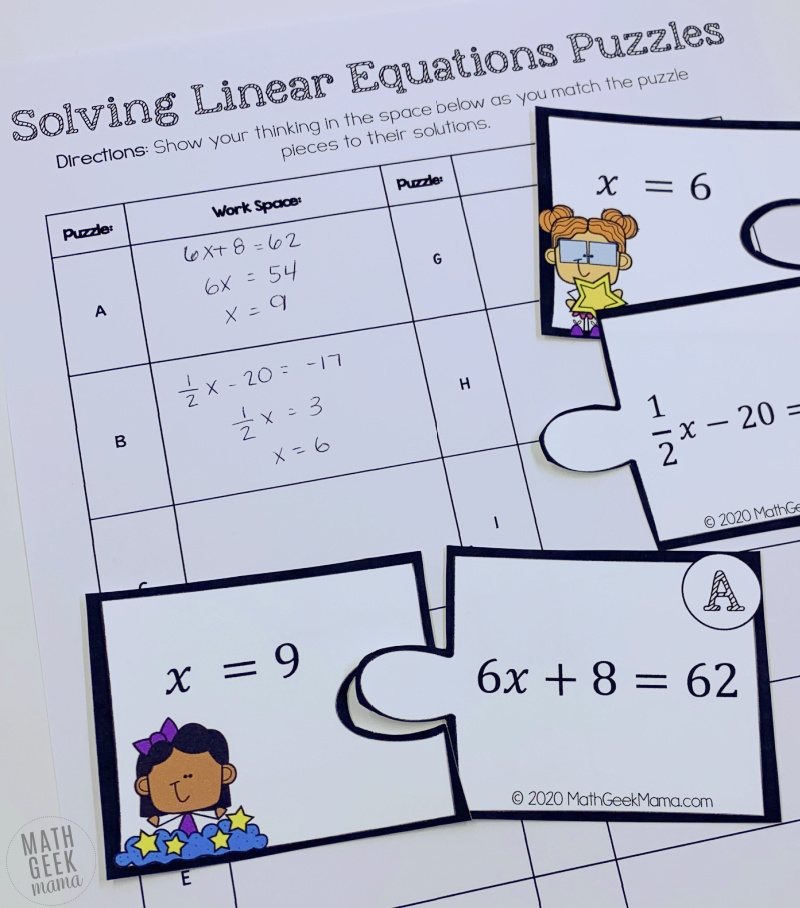 Linear Equations Puzzles Free Practice Set Math Geek Mama