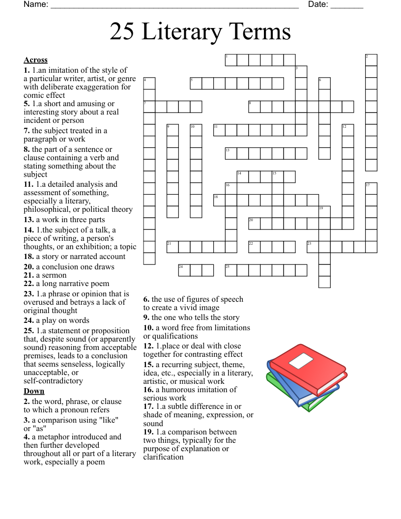 Literary Terms Word Matching Activity Worksheet WordMint