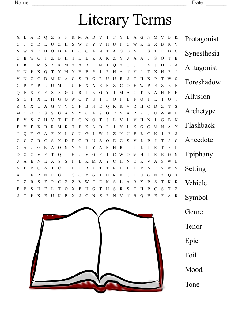 Literary Terms Word Search WordMint