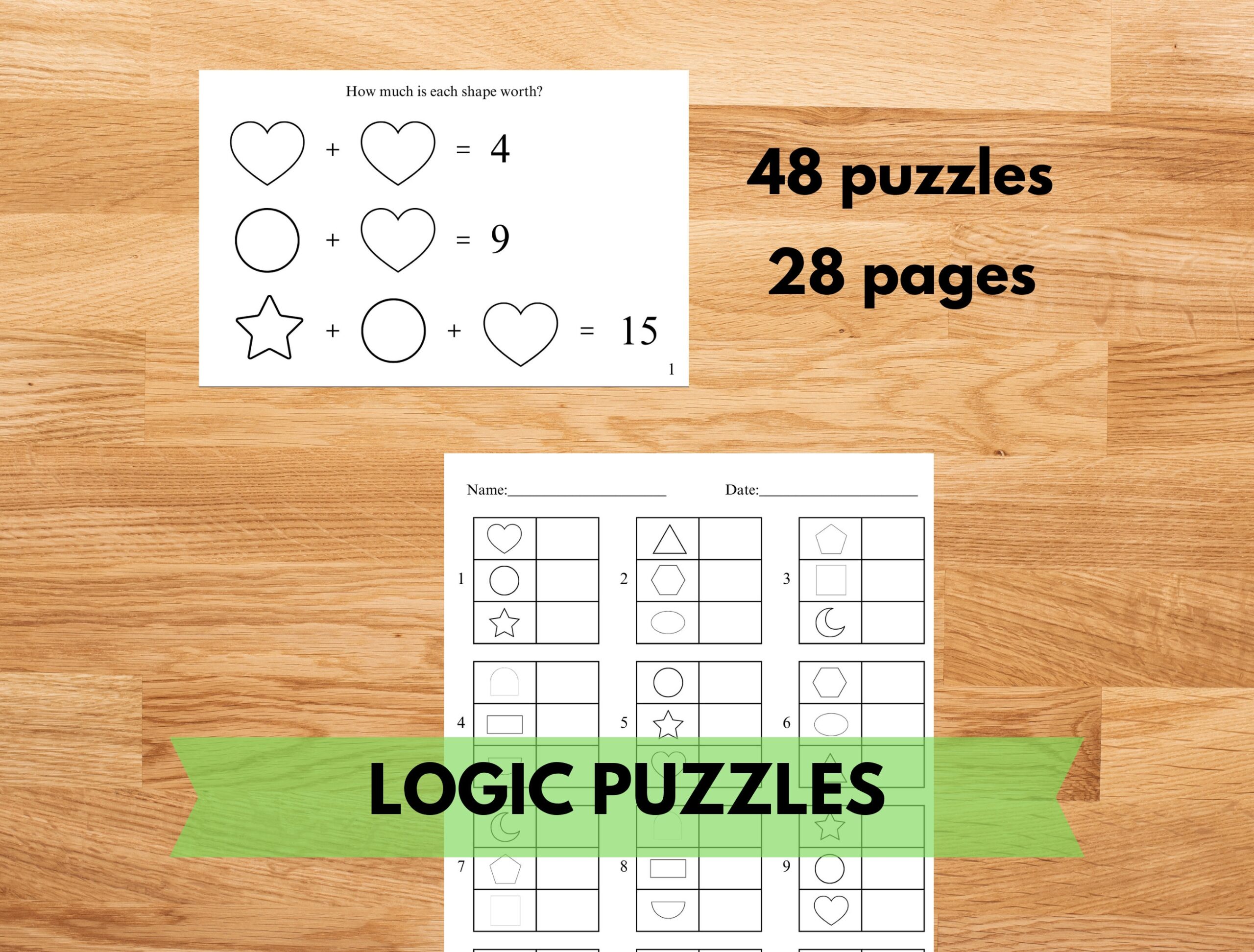Logic Puzzle Brain Teaser Math Worksheets Toddler Printable Activity Perfect For Elementary School Grade 3 And Montessori Homeschool Etsy