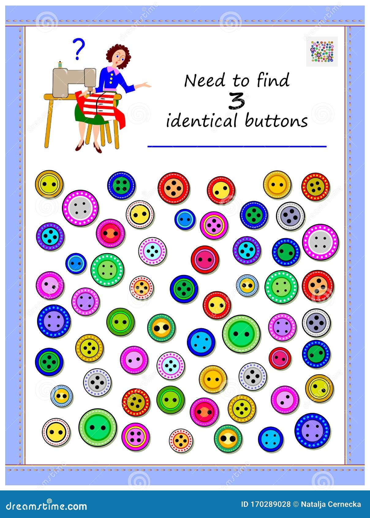 Logic Puzzle Game For Children And Adults Need To Find Three 