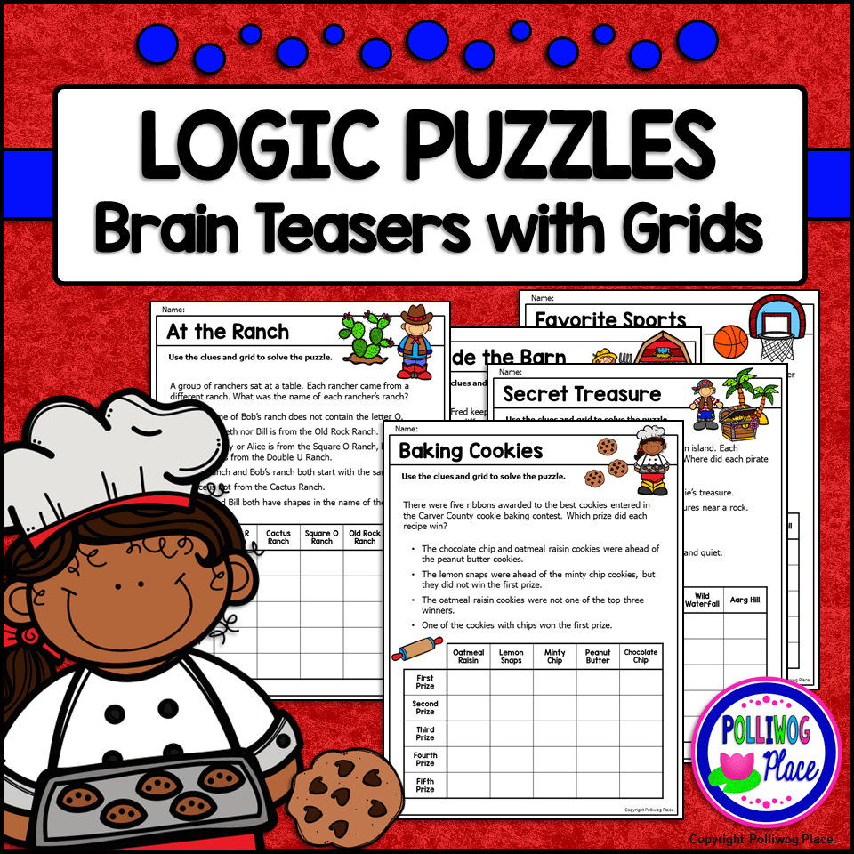 Logic Puzzles Brain Teaser Puzzles With Grids Set 3 Polliwog 