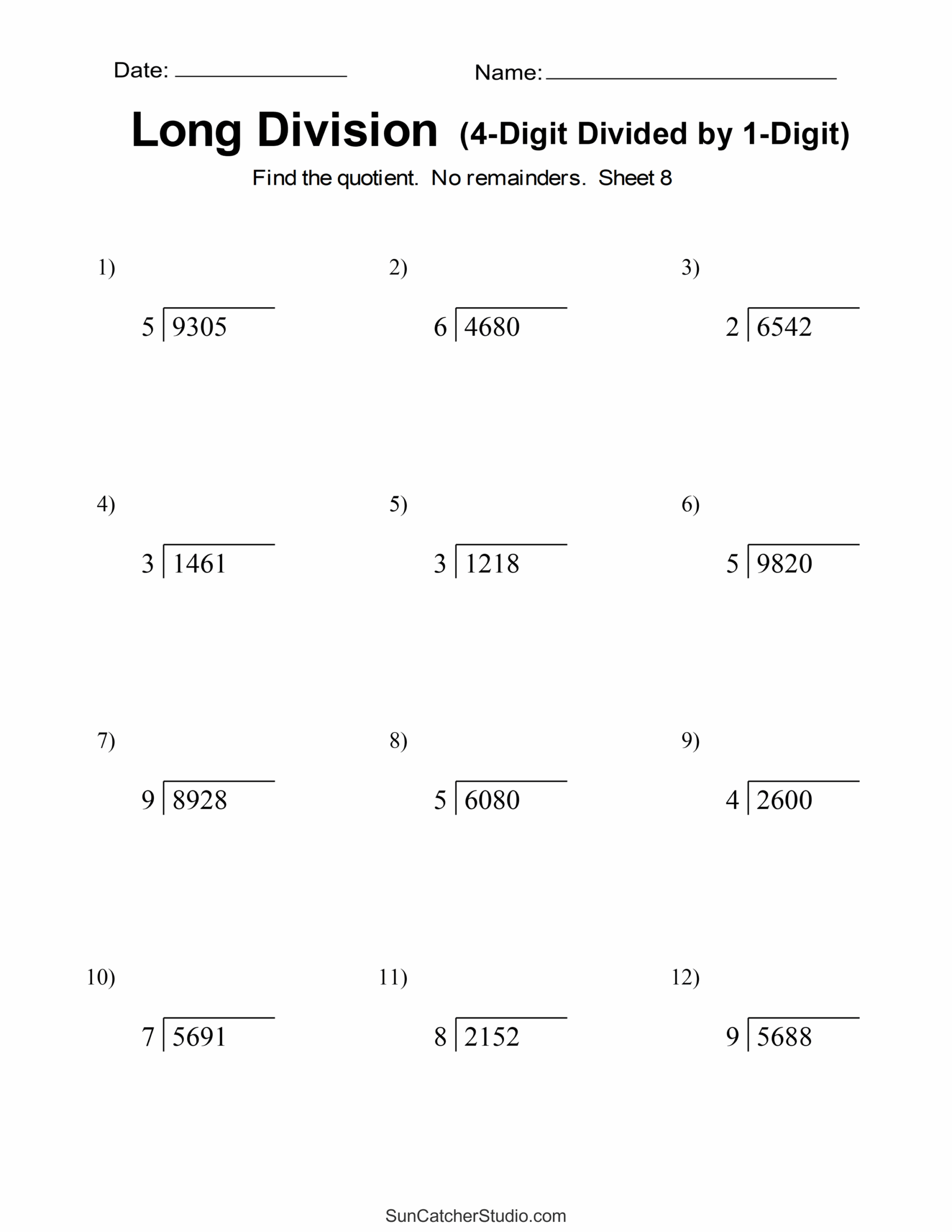 Long Division Worksheets U0026 Problems Free Printable Math Drills 