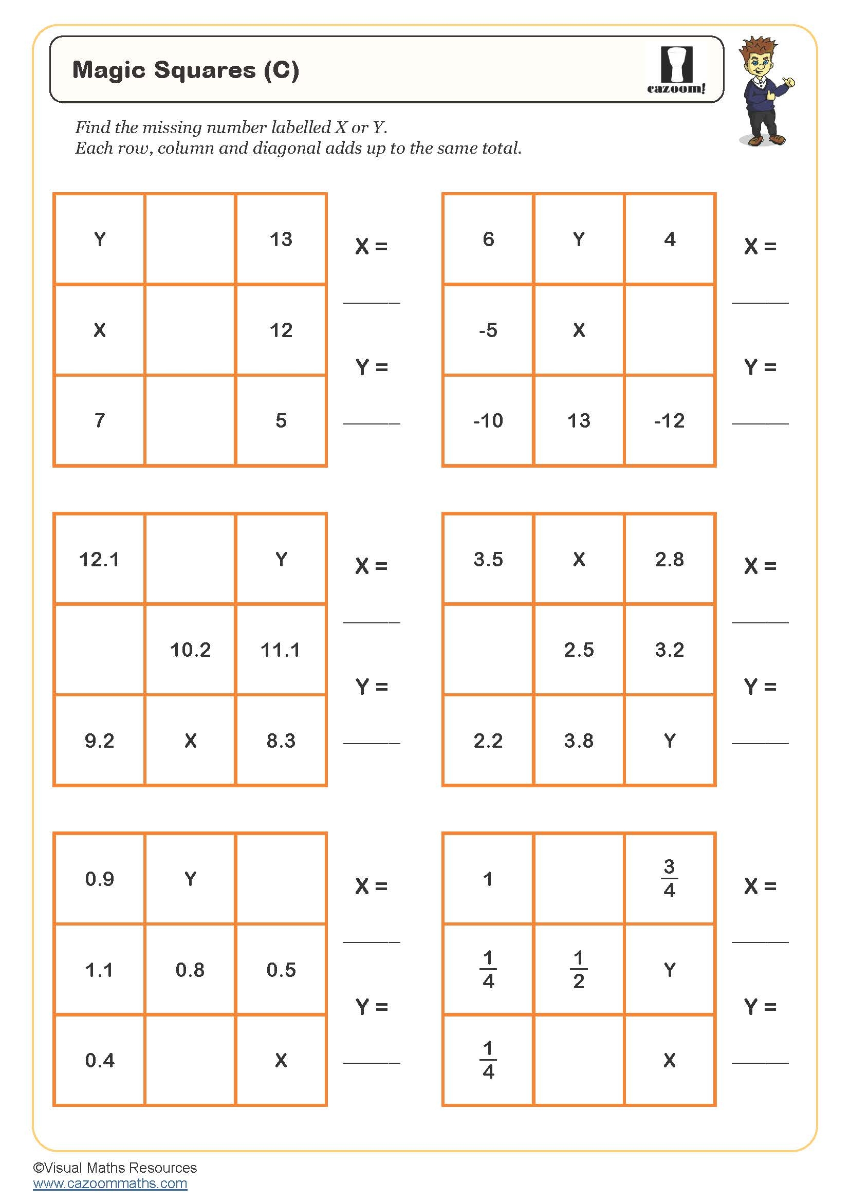 Magic Squares C Puzzle FREE Teaching Resources
