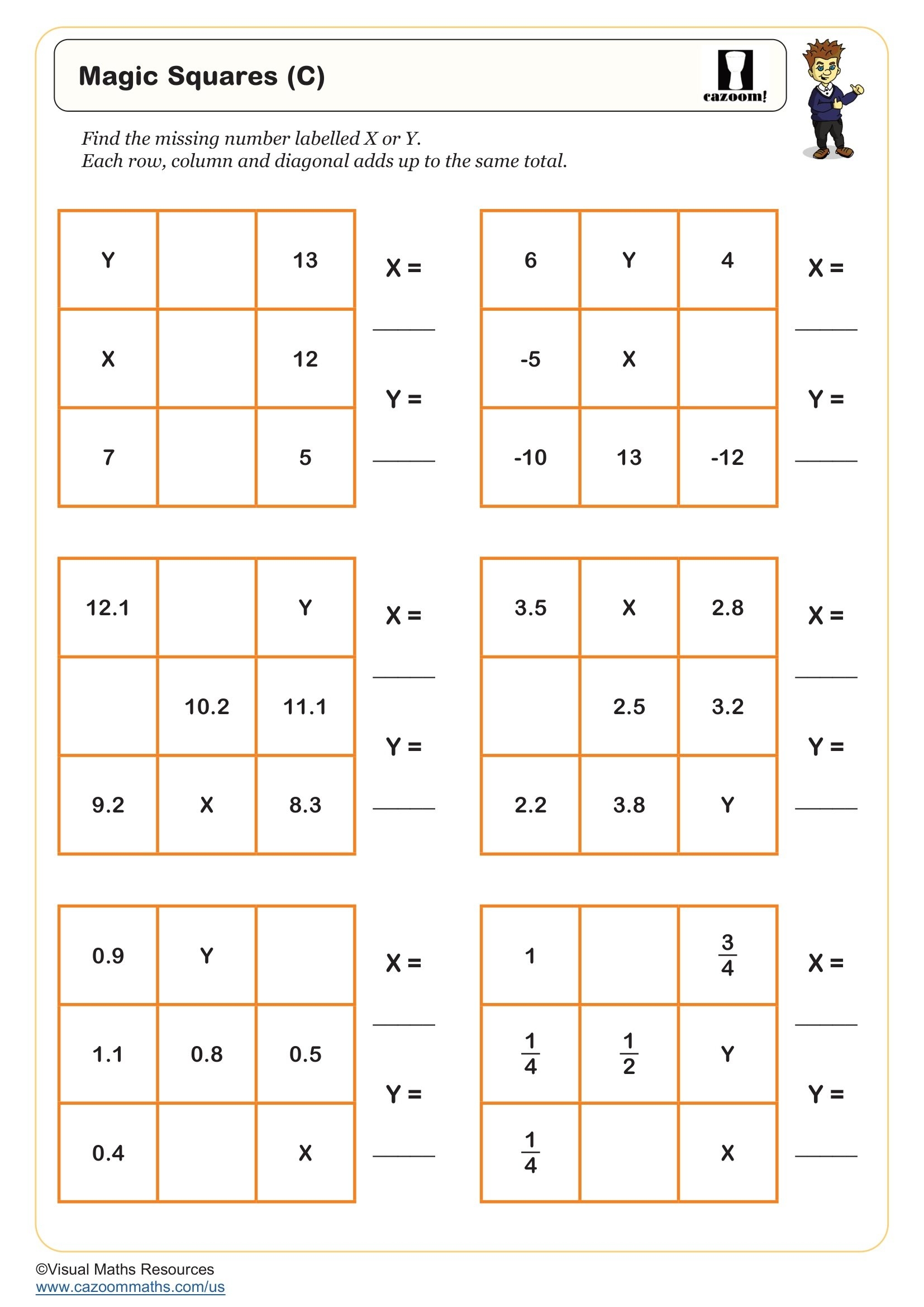 Magic Squares C Puzzle FREE Teaching Resources