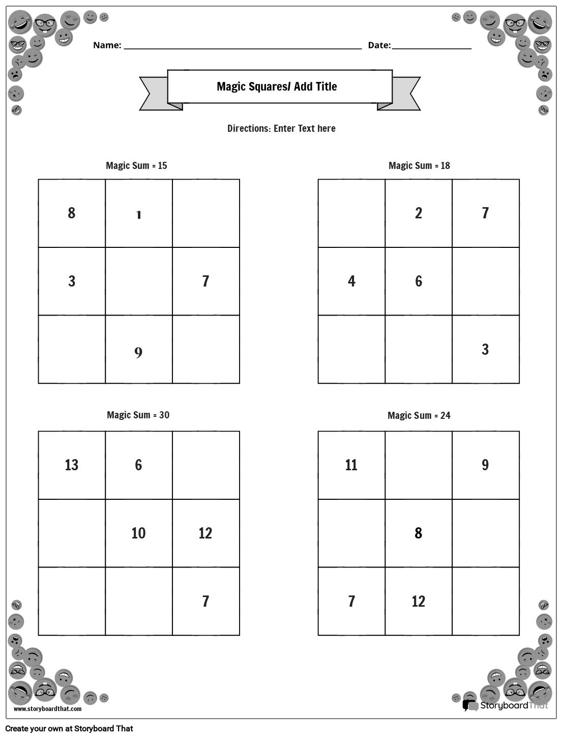 Magic Squares Worksheets Puzzles U0026 Math Square