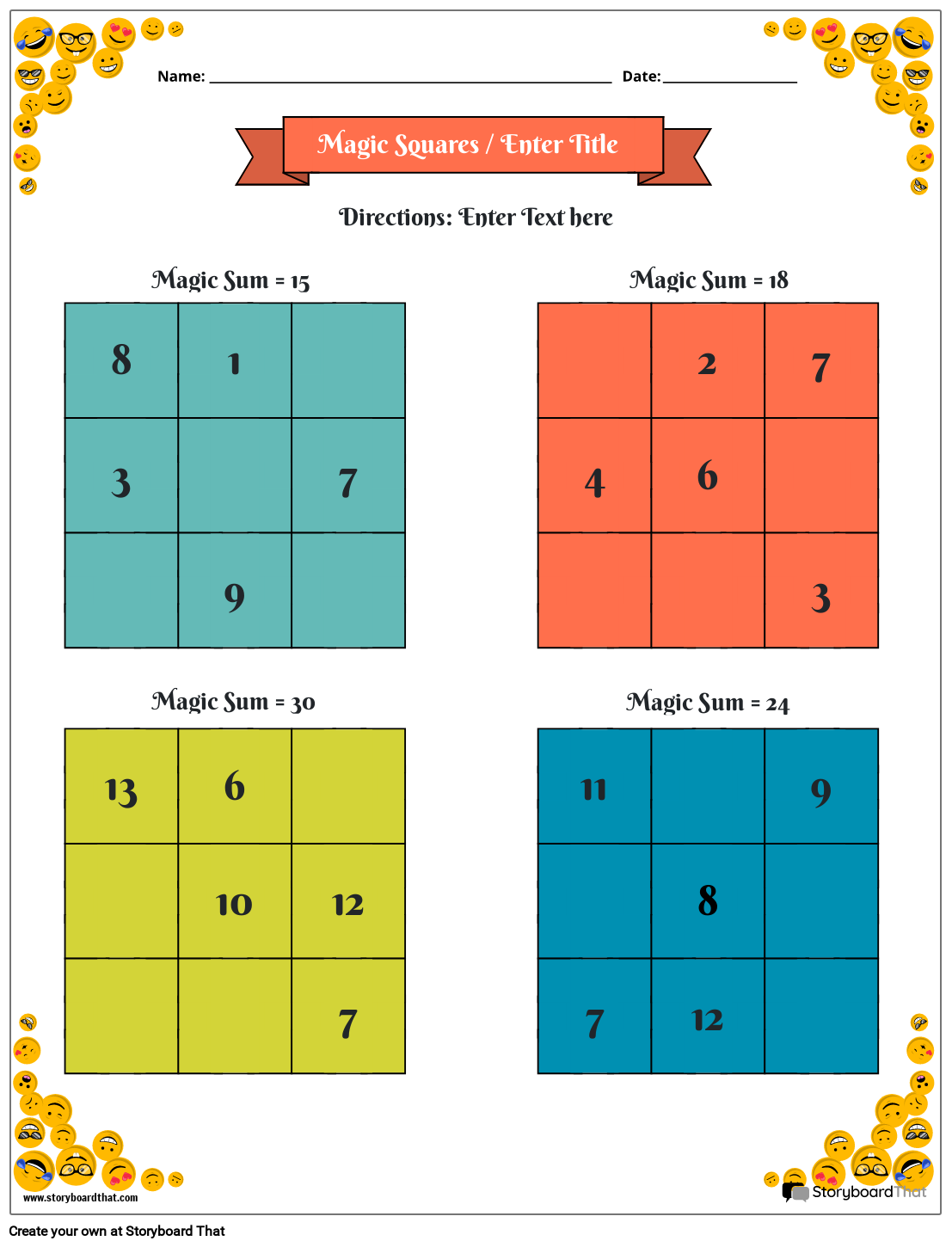 Completing The Square Puzzle Worksheet