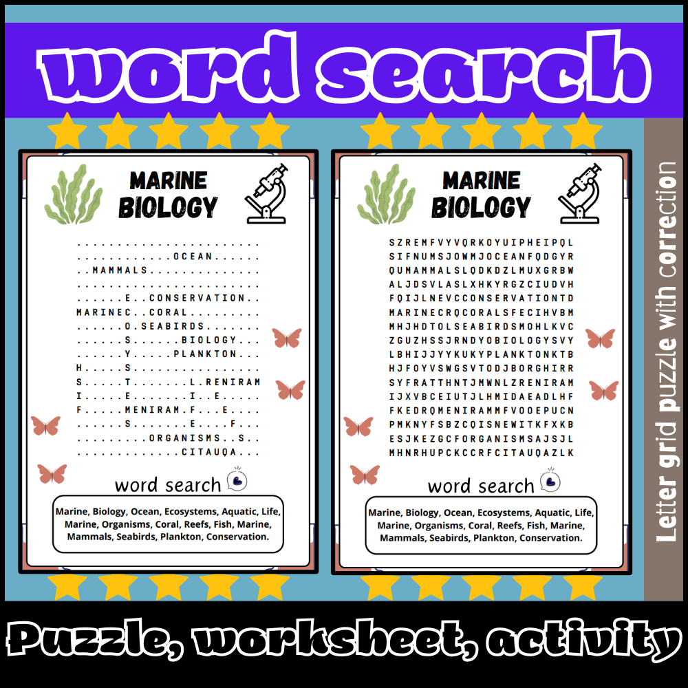 Marine Biology Word Search Puzzle Worksheet Activity Made By Teachers