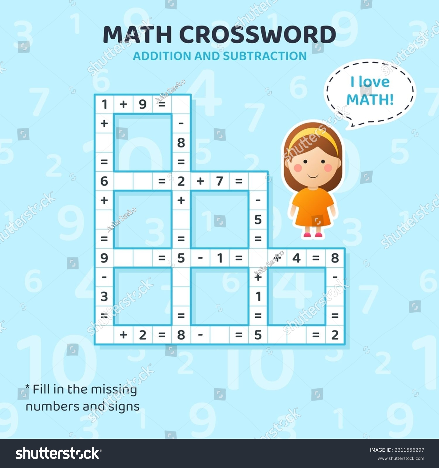 Addition And Subtraction Crossword Puzzle Worksheet