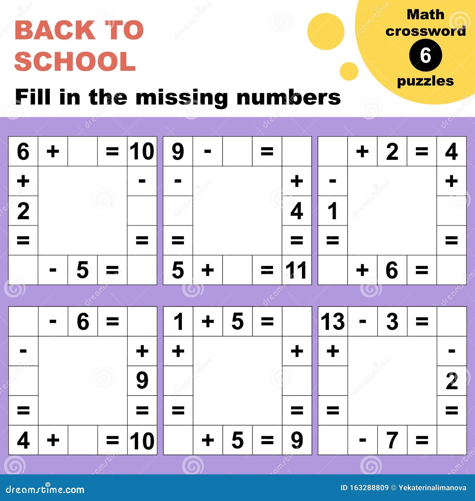 Math Crossword Puzzles Worksheet Stock Vector Illustration Of False Maths 163288809
