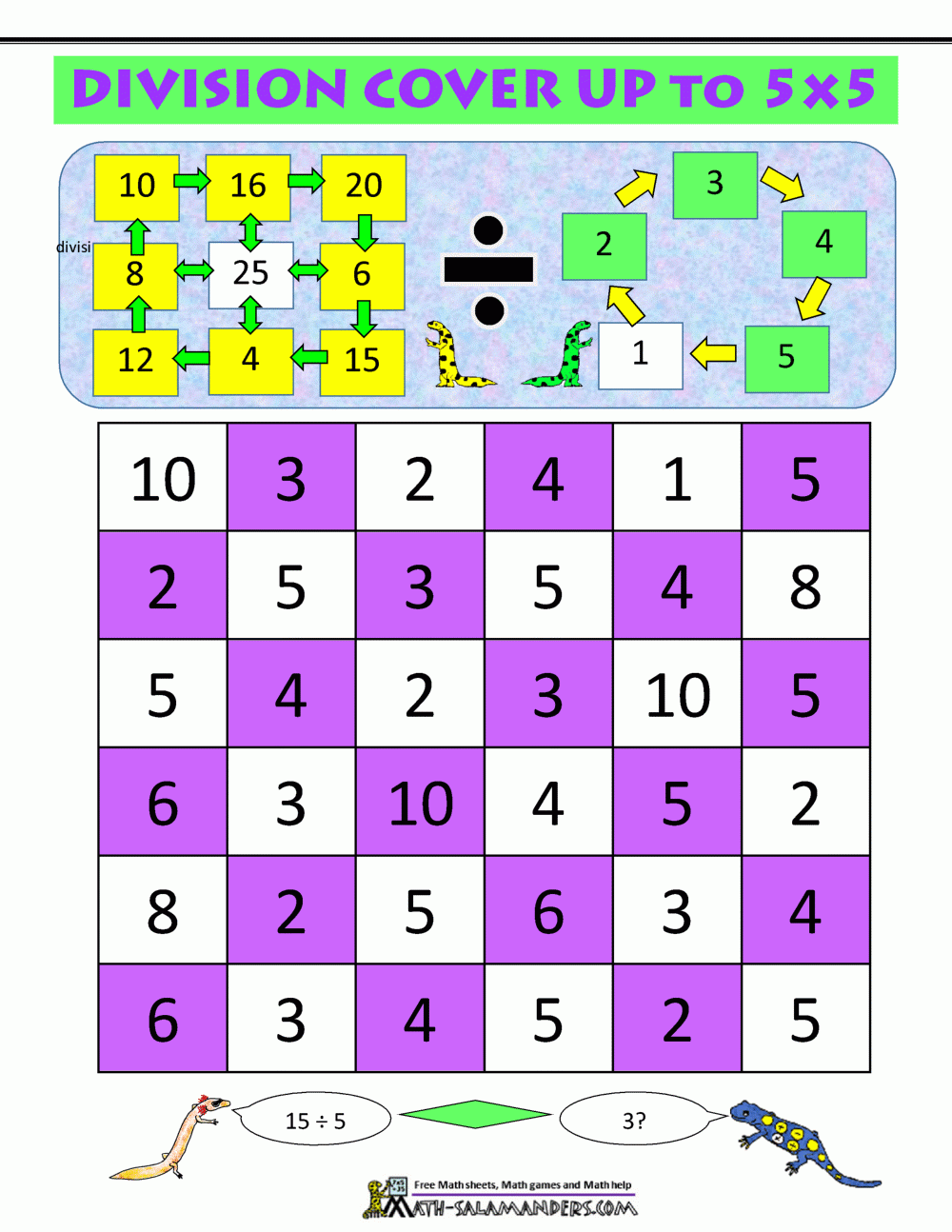 Math Division Games Worksheets Library