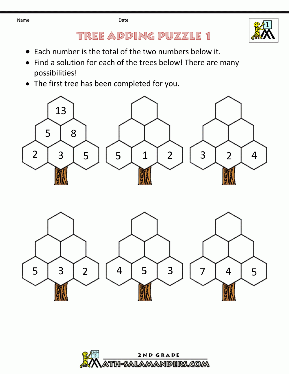 Math Puzzles For 1st Grade