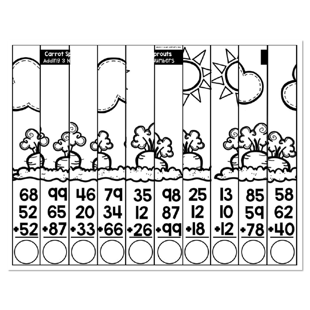 May Student Scrambled Math Puzzle Carrot Sprouts Adding 3