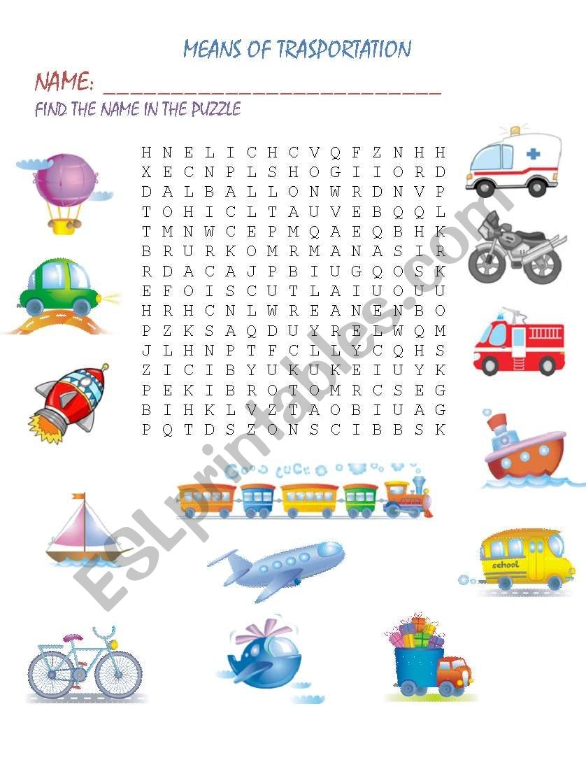 Means Of Transportation Puzzle ESL Worksheet By Luciaphdezc