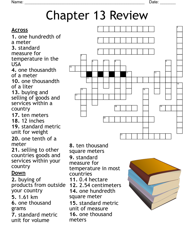Metric Crossword Puzzle Worksheets