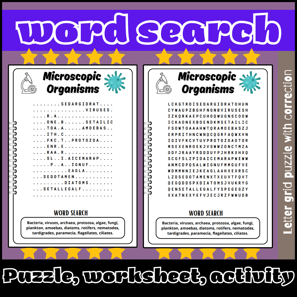 Microscopic Organisms Word Search Puzzle Worksheet Activity Biology Wordsearch Made By Teachers