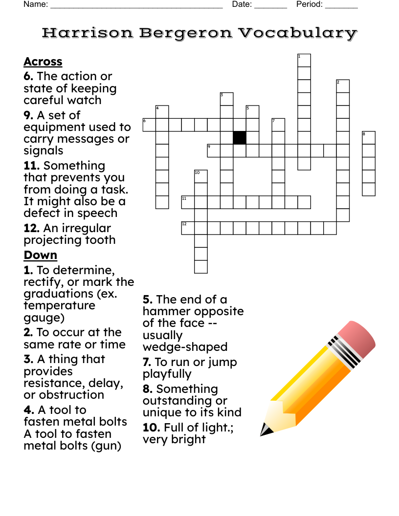 Crossword Puzzles Worksheets Middle School