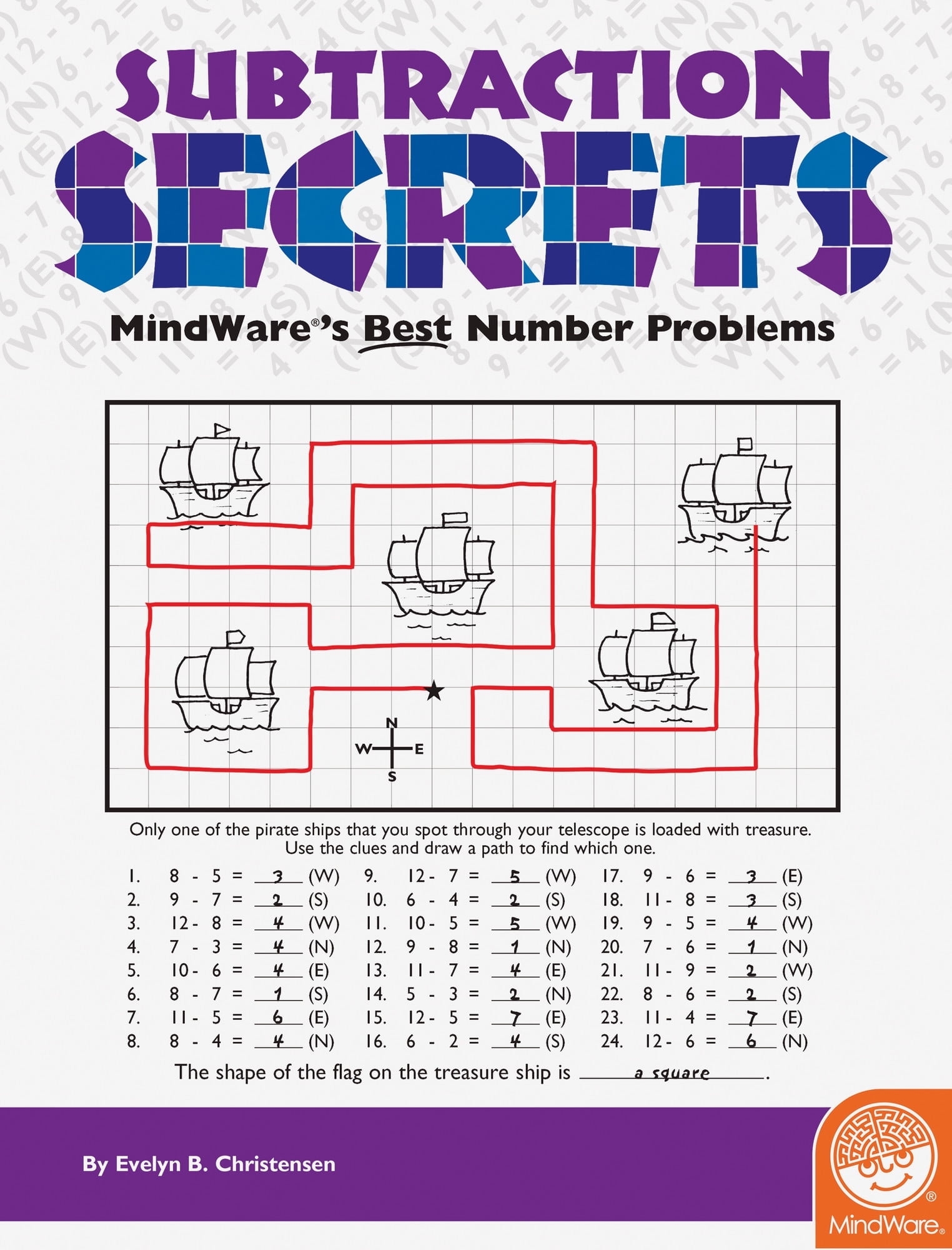 MindWare Subtraction Secrets 30 Single Page Mini Mysteries Plus Illustrated Solutions Ages 6 And Up