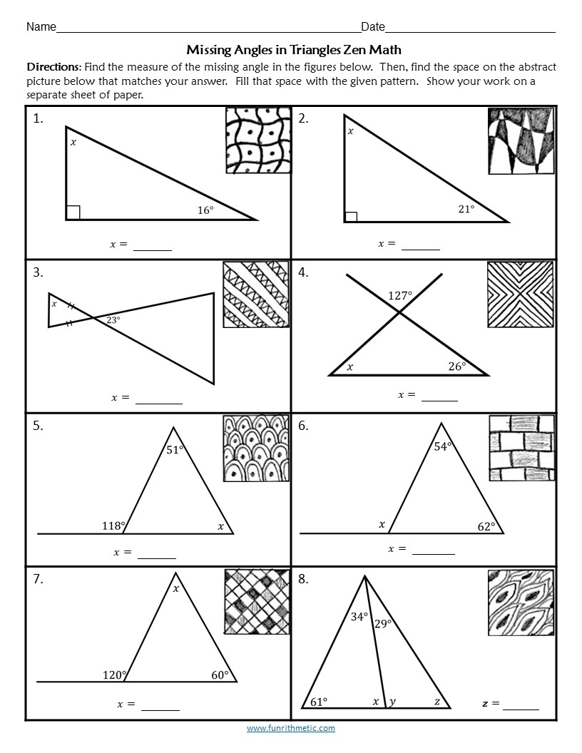 Missing Angles In Triangles Zen Math