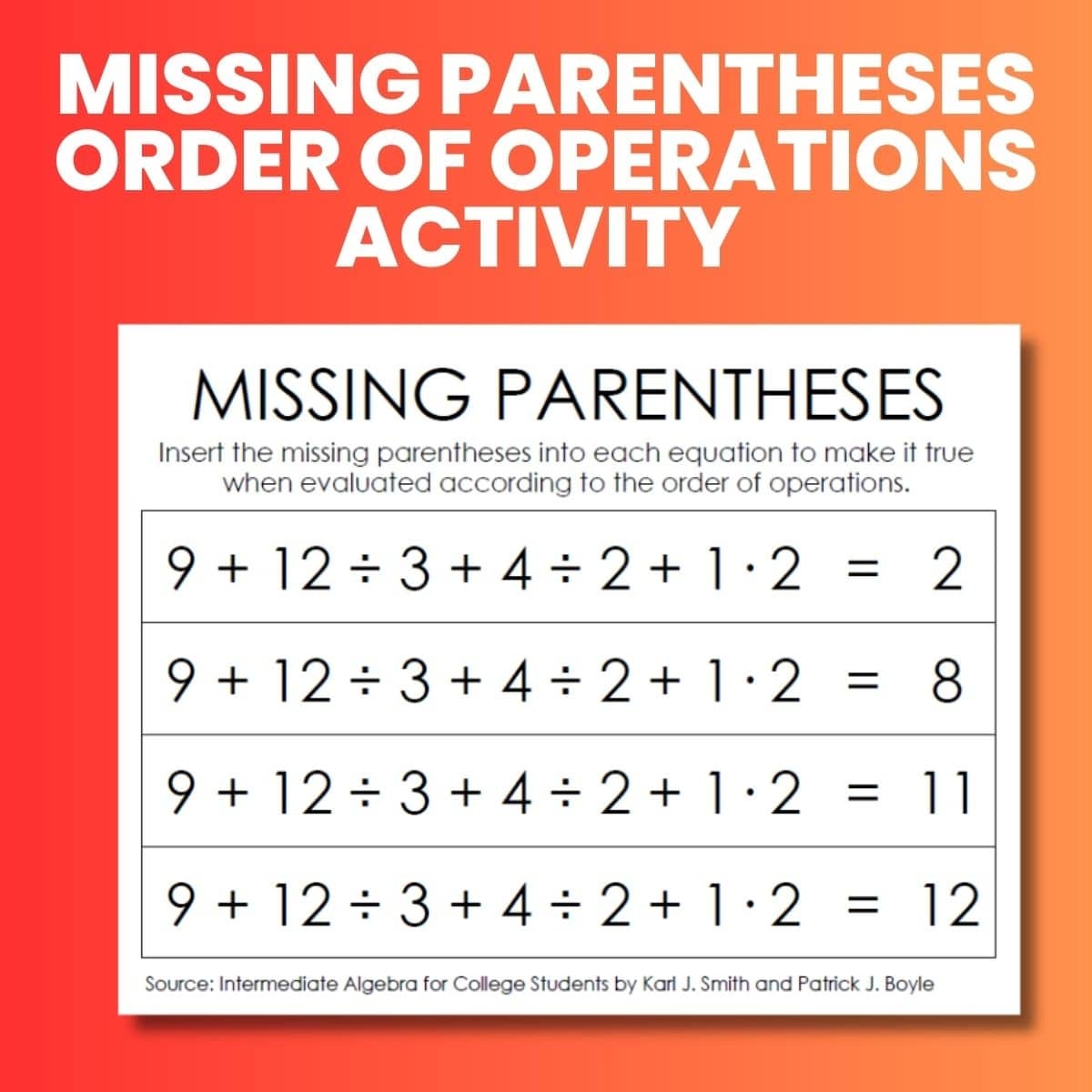 Order Of Operations Puzzle Worksheet Pdf