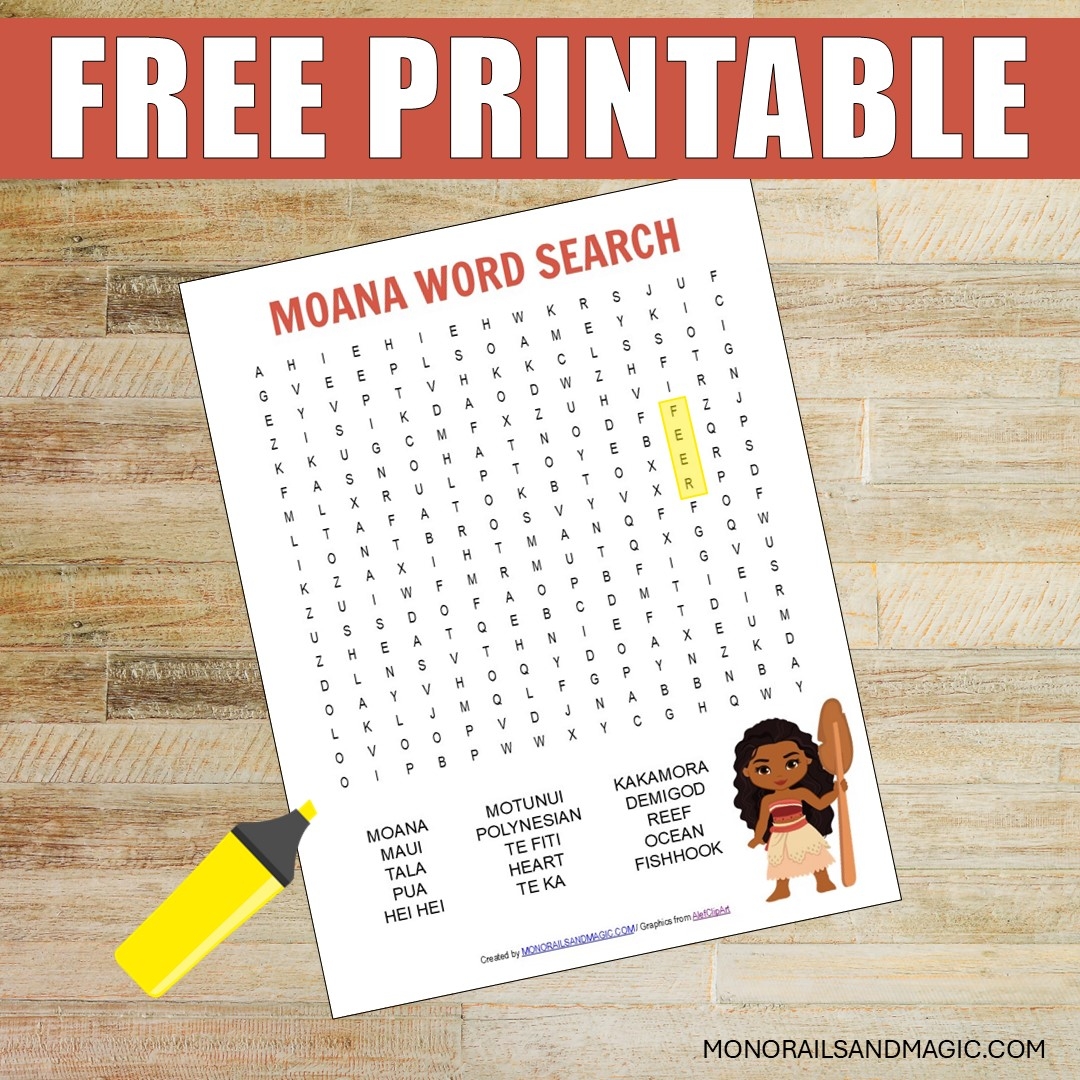 Moana Worksheets Word Search Puzzle