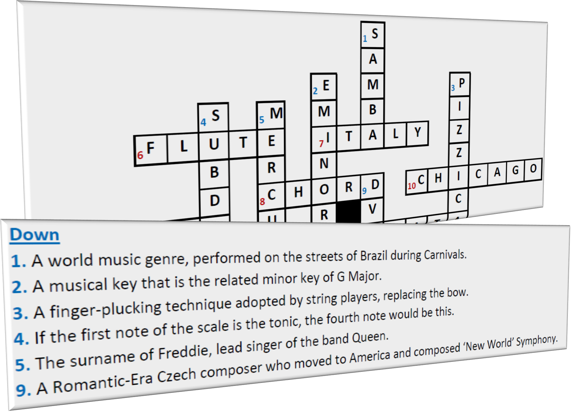 Music Worksheets Crossword Puzzles Teaching Resources