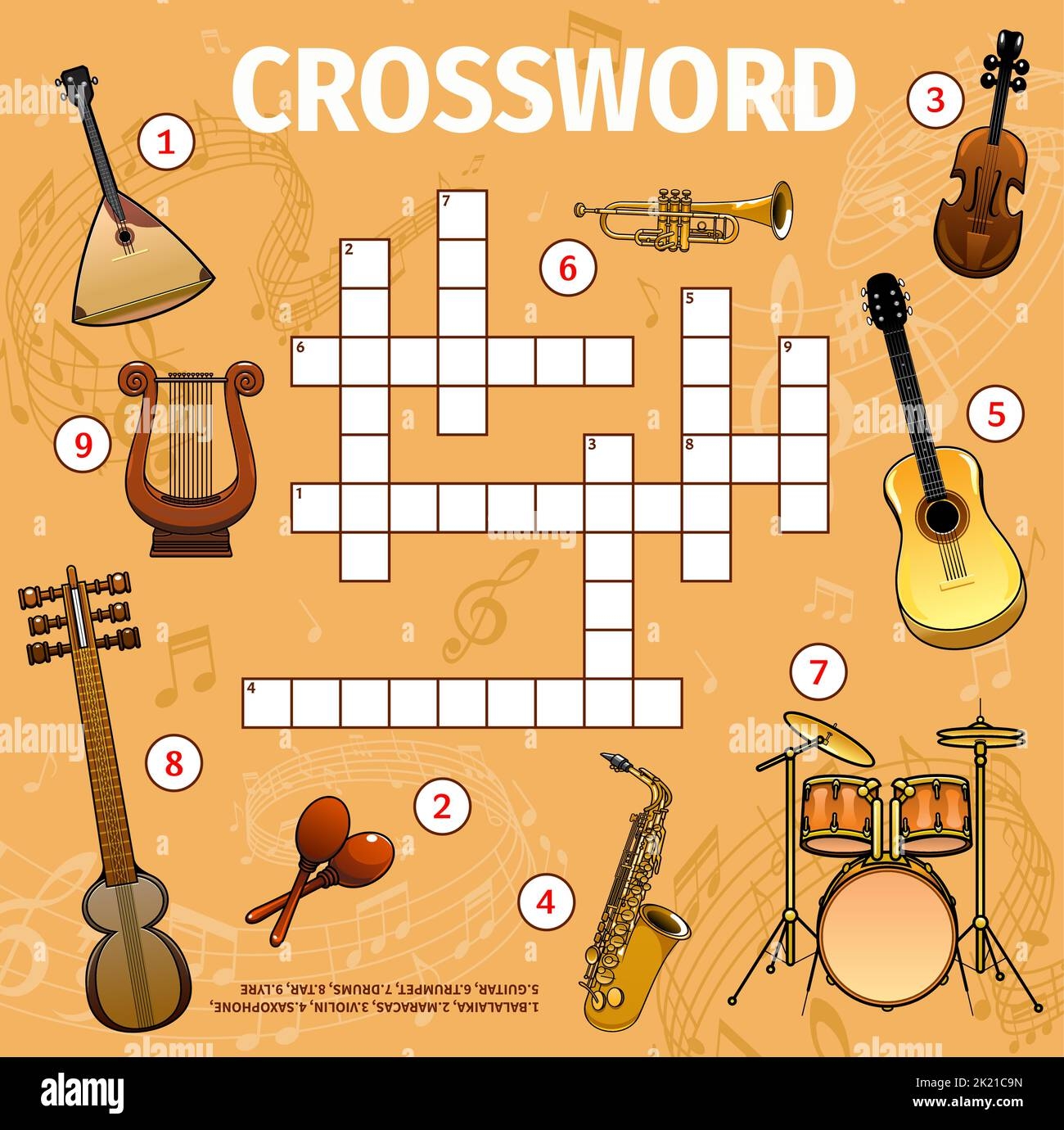 Music Crossword Puzzles Worksheets