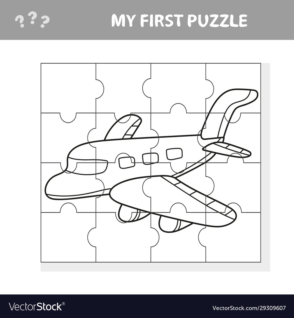 My First Puzzle Plane Worksheet Children Art Vector Image