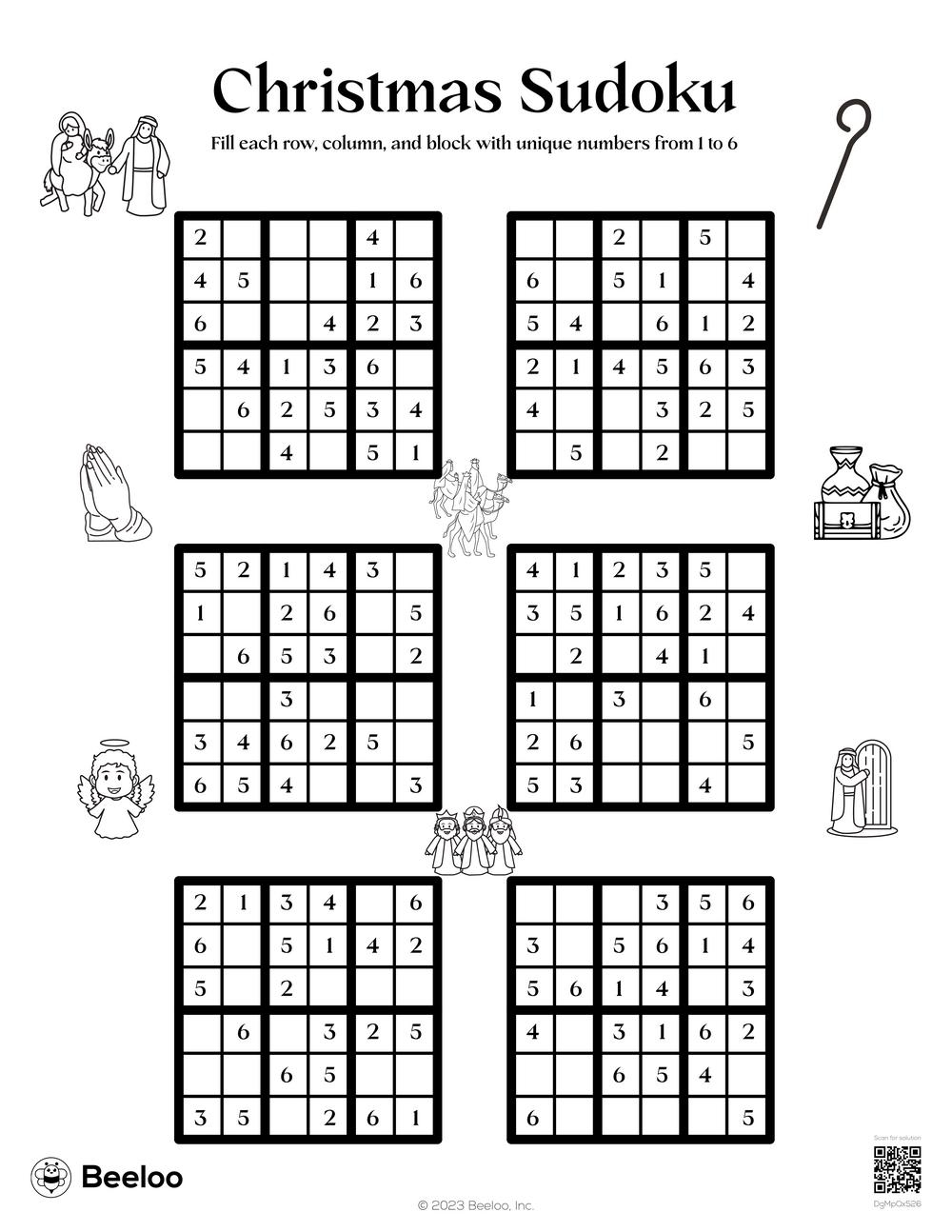 Nativity themed Sudoku Puzzles Beeloo Printable Crafts And Worksheets Library