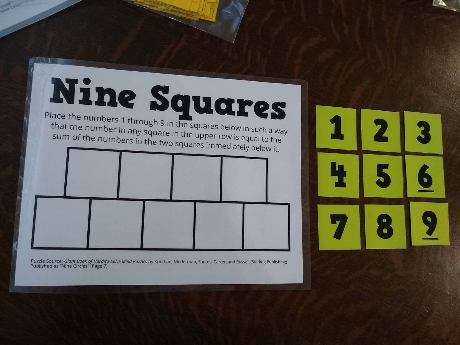 Nine Squares Puzzle Math U003d Love