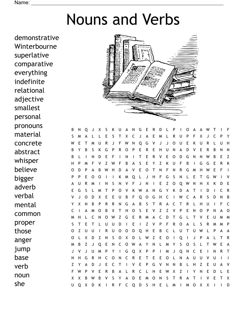 Nouns And Verbs Word Search WordMint