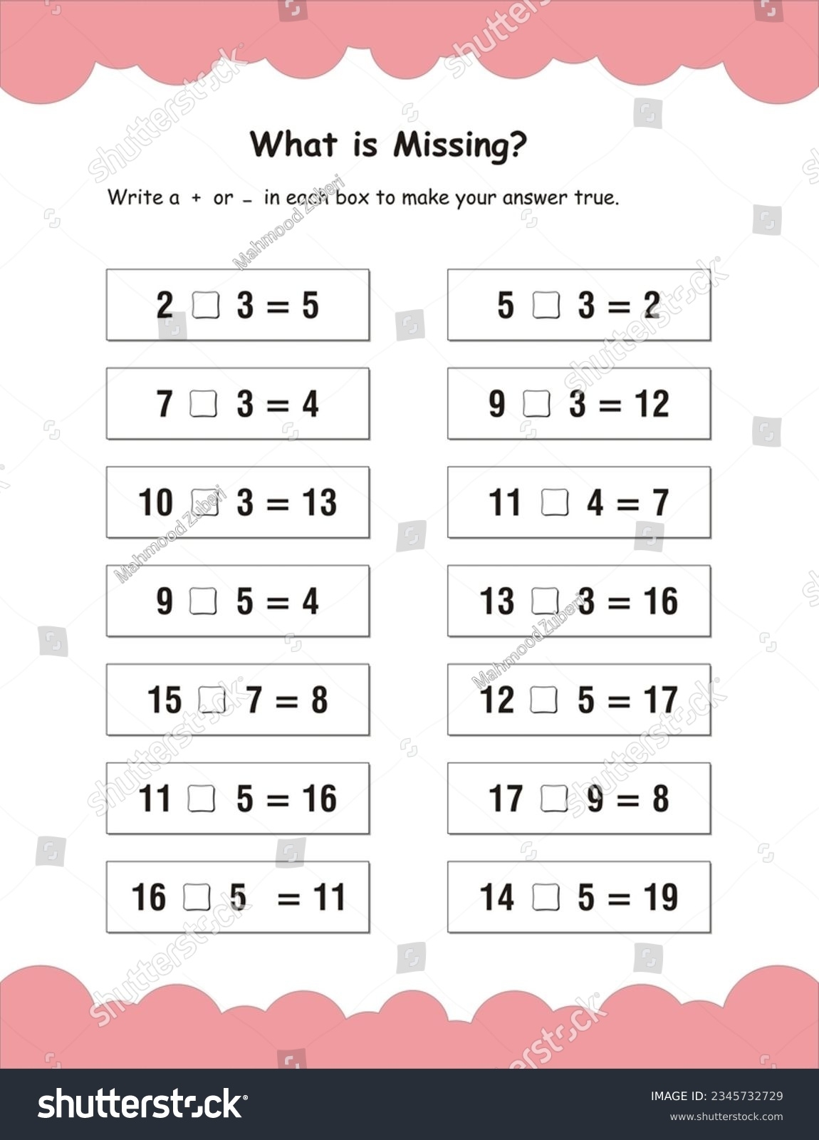 Number Puzzle Kids Missing Between Worksheet Stock Vector Royalty 