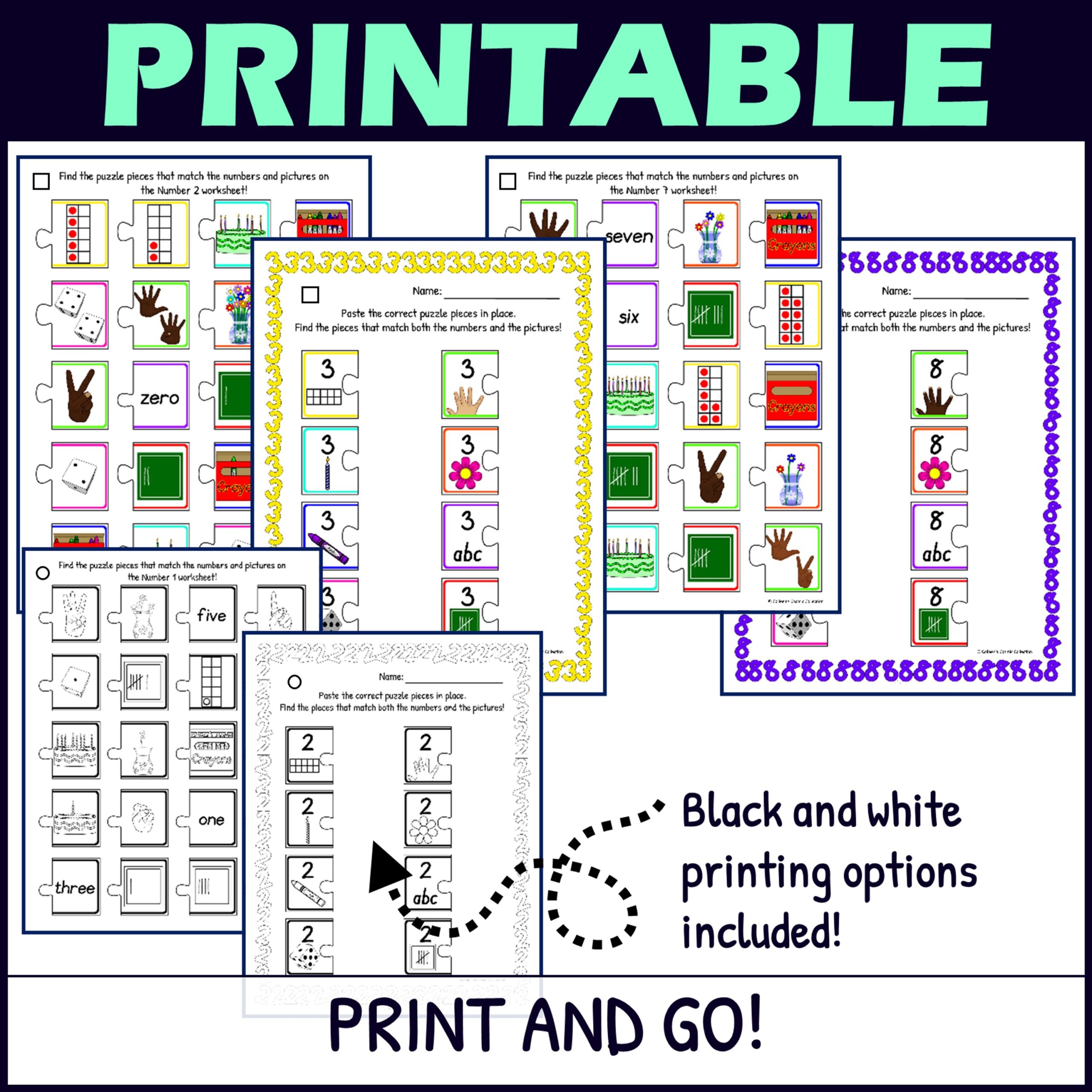 Number Sense Puzzle Worksheets