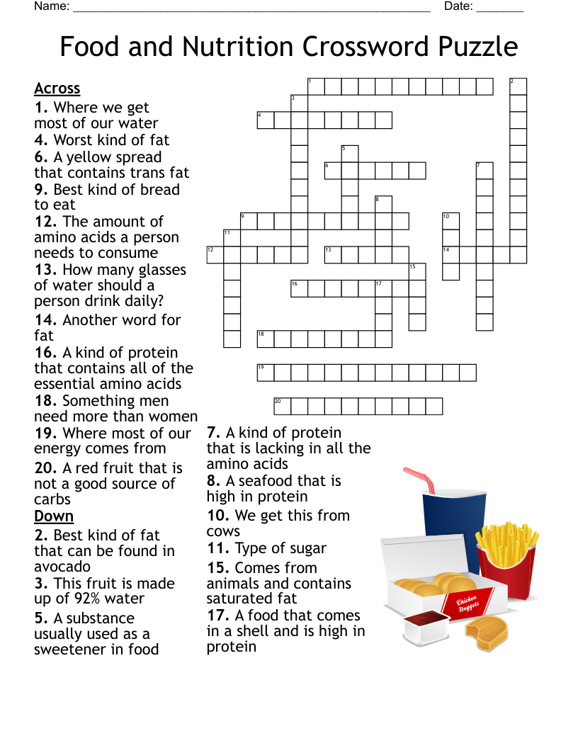 Nutrition Puzzle Worksheets