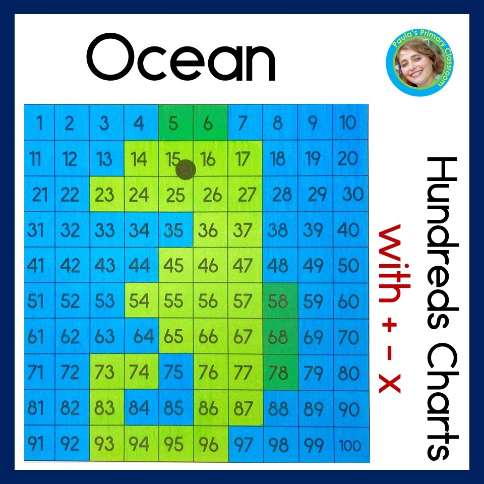 Ocean 100s Chart Hundreds Chart 100 Charts Addition Subtraction Multiply Made By Teachers