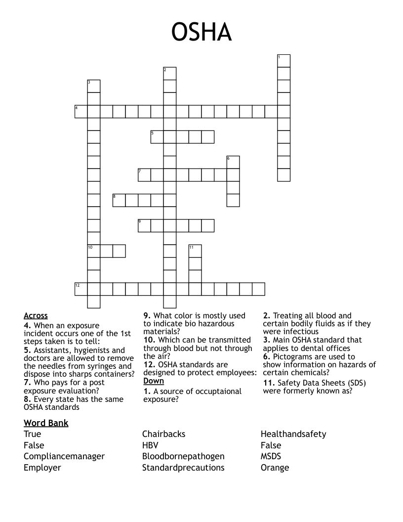 OSHA Crossword WordMint
