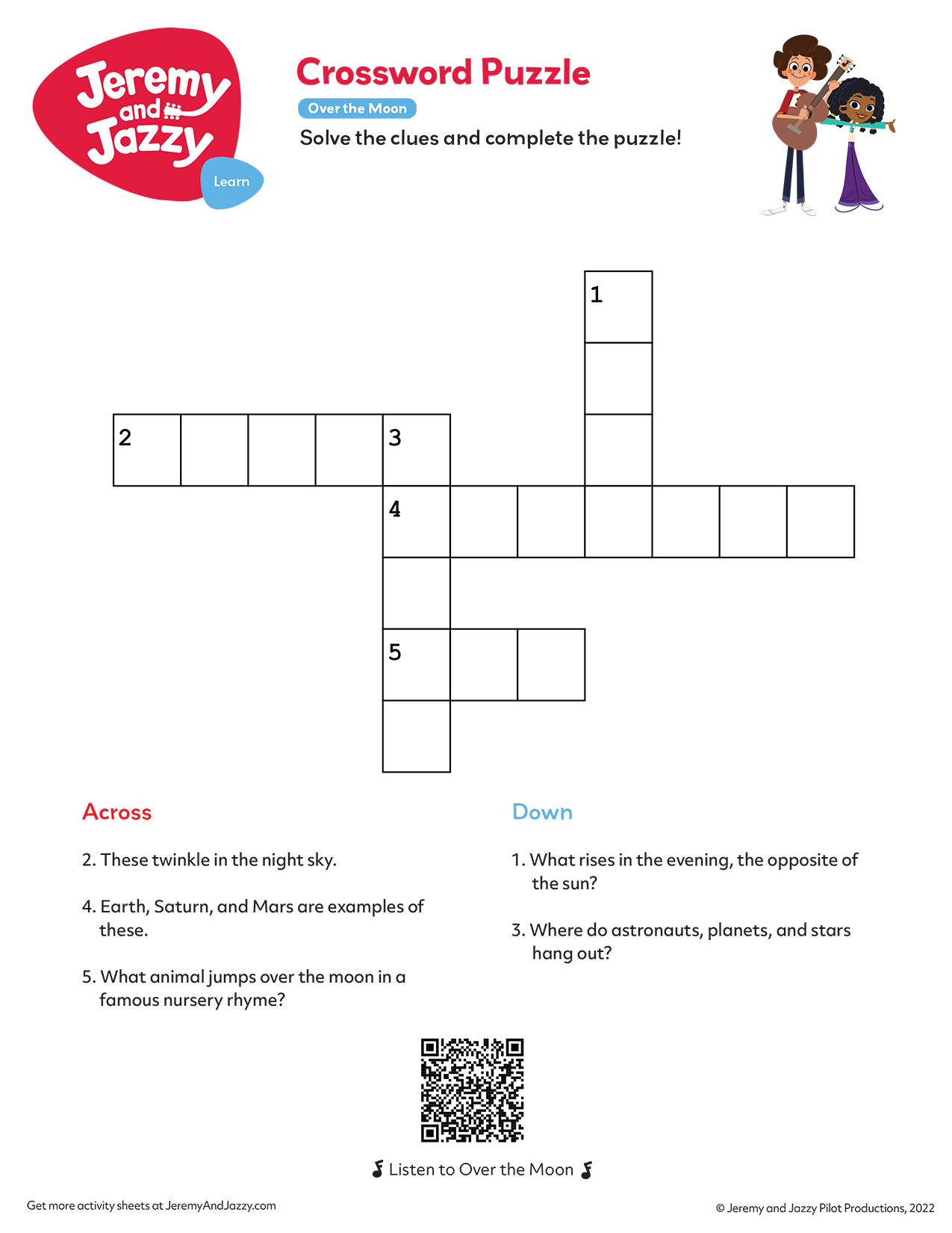 Moon Crossword Puzzle Worksheets