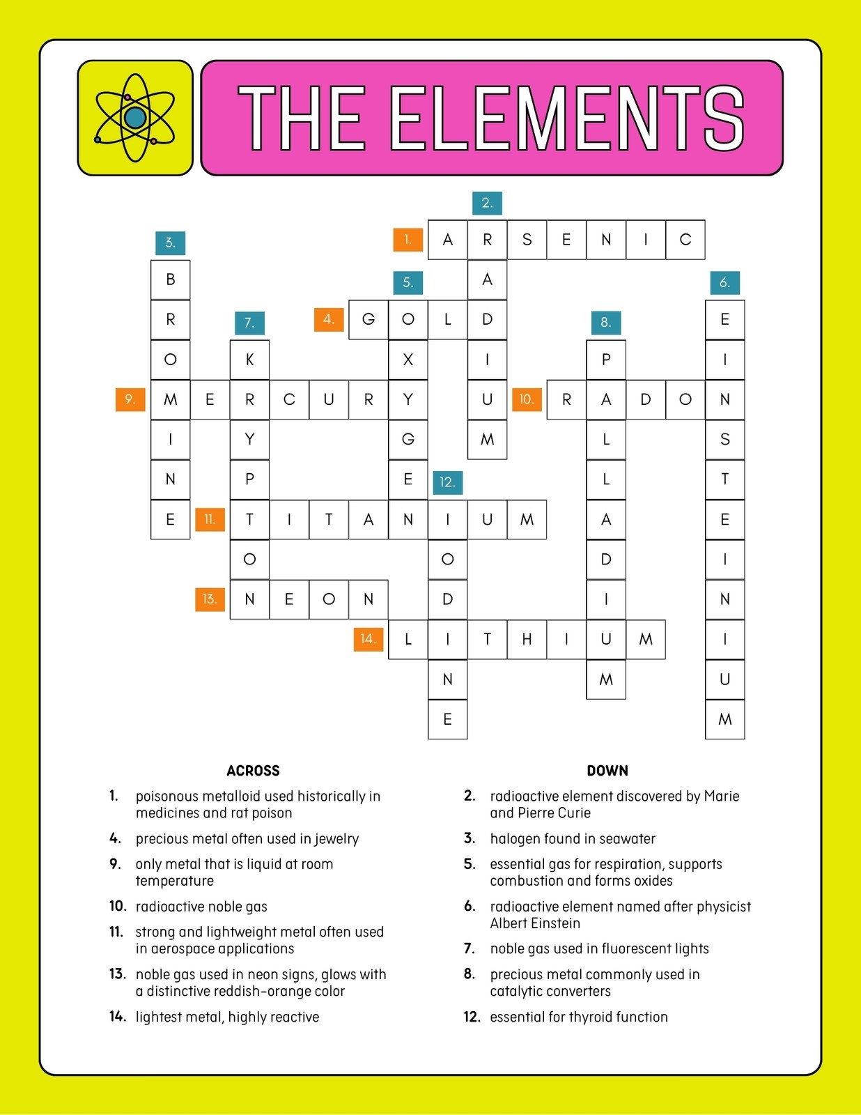 Free Science Crossword Puzzles Worksheets