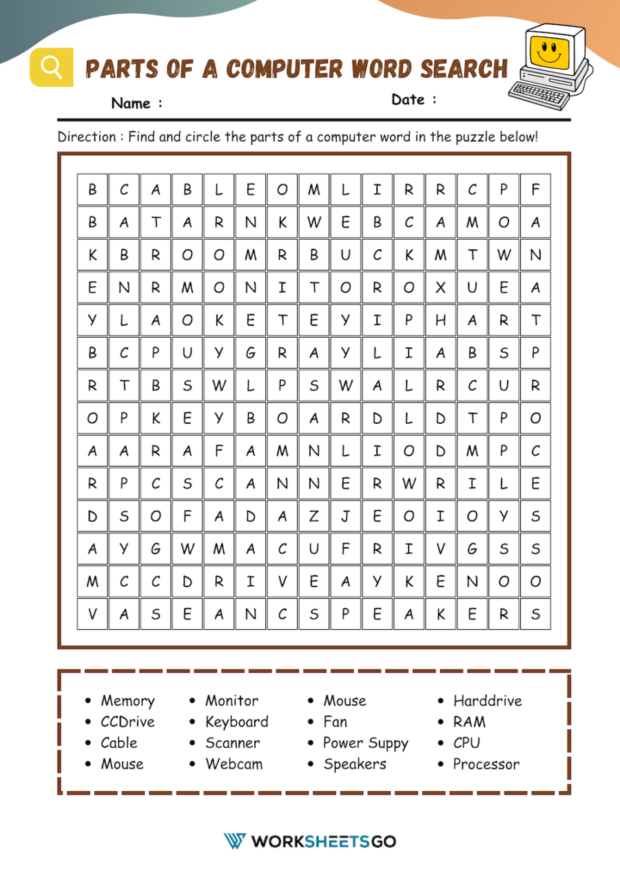 Computer Crossword Puzzle Worksheets